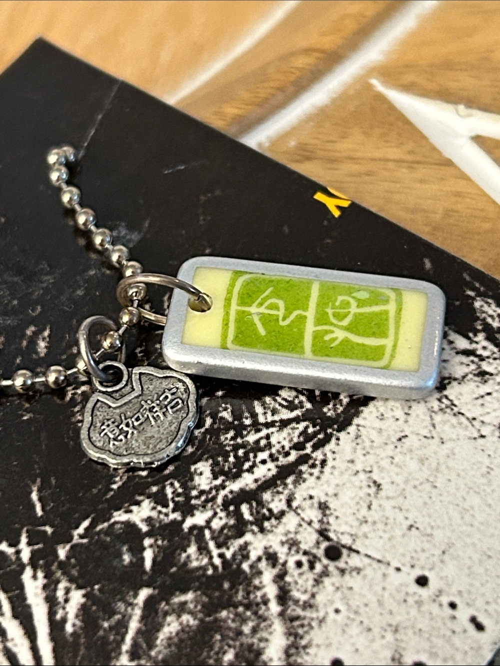 Yen prosperity mini domino charm pendant Necklace NEW old stock handmade unique - Picture 5 of 6